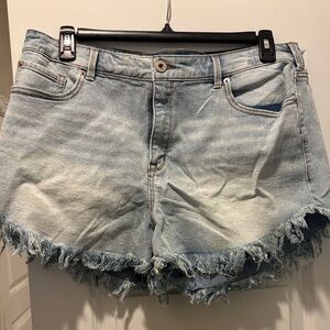 INC International Concepts Light Blue Frayed Jean Shorts